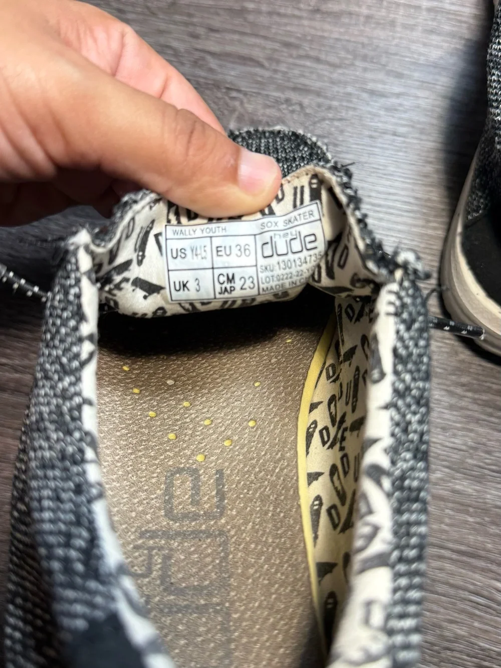 Hey Dude Knit Slip-On Shoes in Black and White Pattern